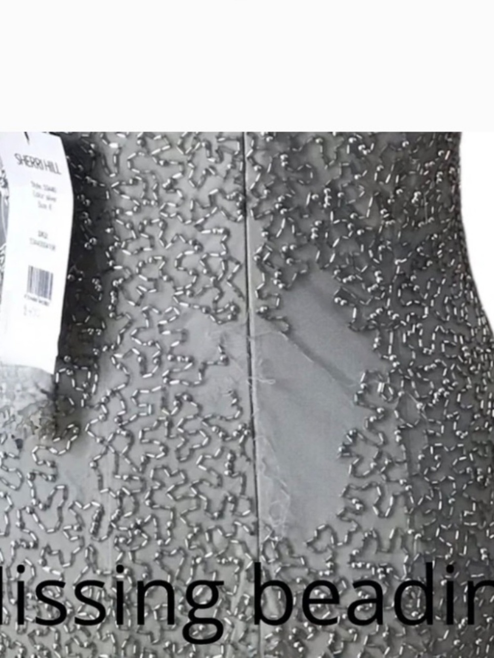 Sherri Hill Silver Beaded Gown - Picture 7 of 9